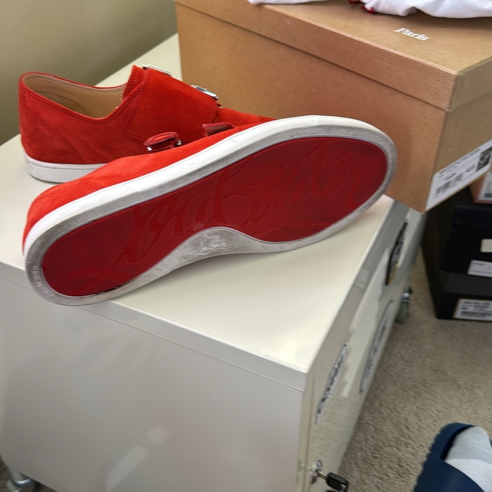 Christian Louboutin Red Double Strap Loafers - Picture 4 of 5